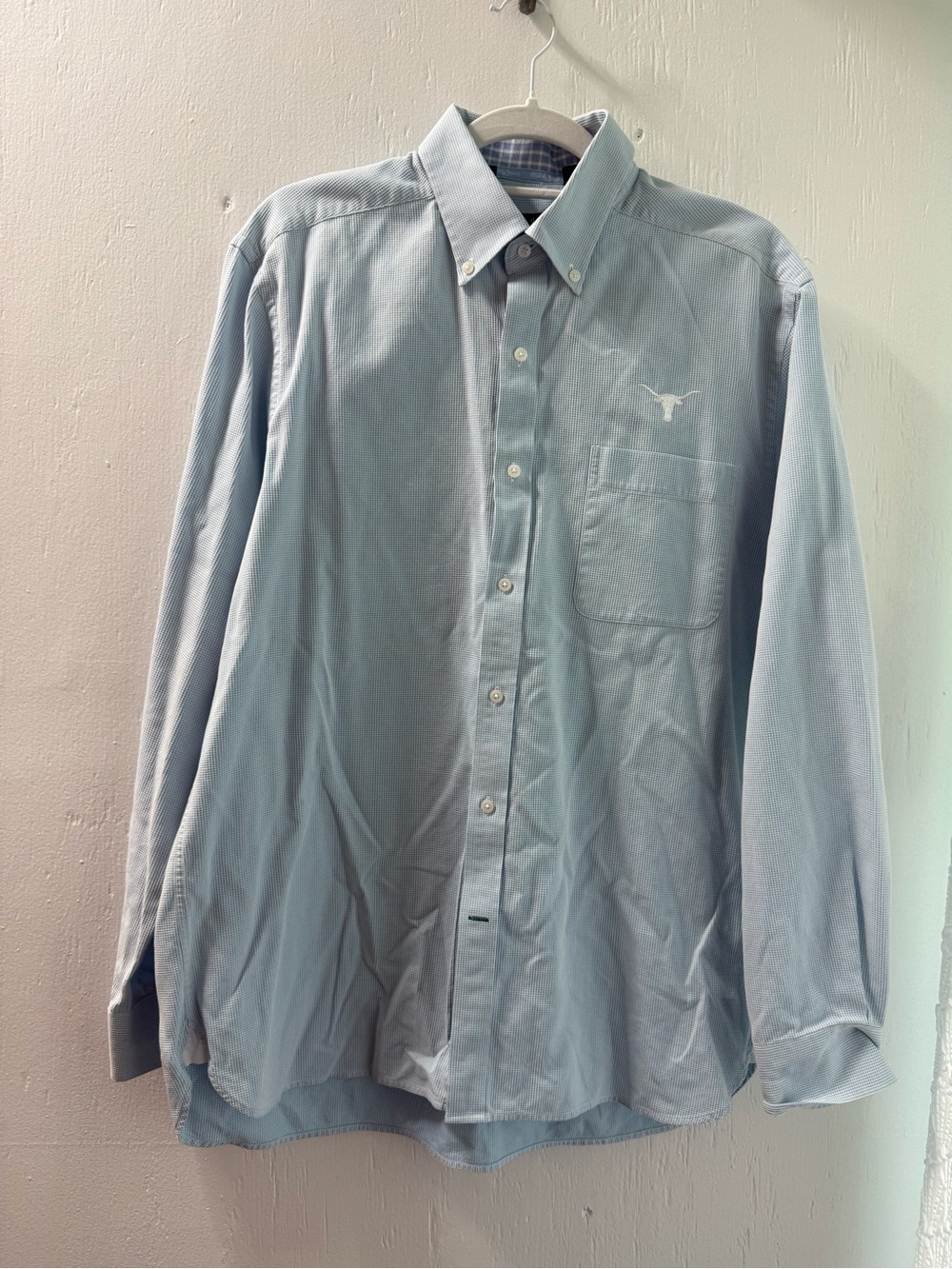 Bobby Jones Light Blue Button-Down Shirt with Longhorn Embroidery